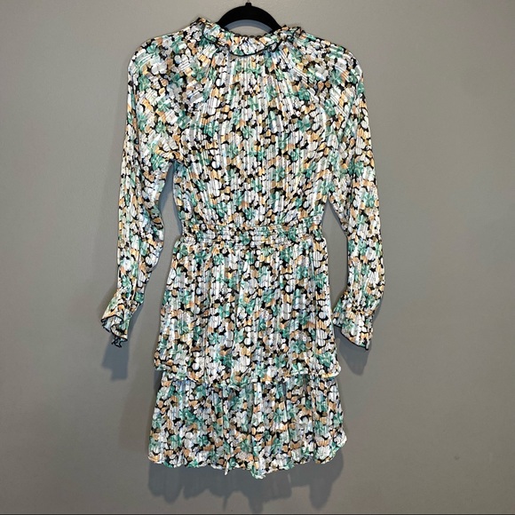 Axara Paris Floral Print Longsleeve Ruffle Dress Womens Size Small - Picture 2 of 8